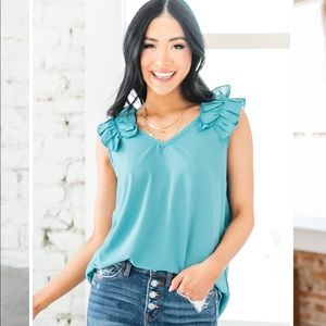Mila Ruffle Trim Sleeveless Top